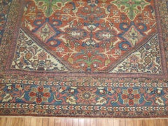 Traditional Rust Blue Green Persian Mahal Rug