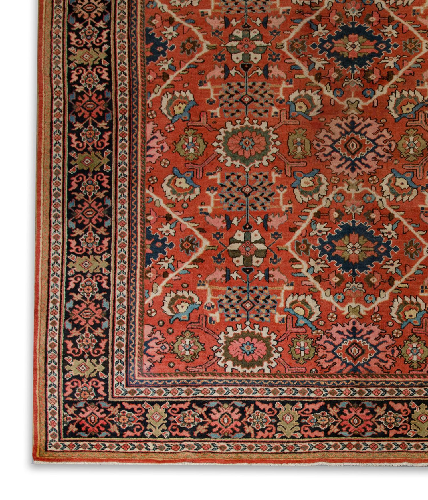 Vegetable Dyed Traditional Rust Brown Wool Area Rug All Over Rare Oriental Carpet For Sale