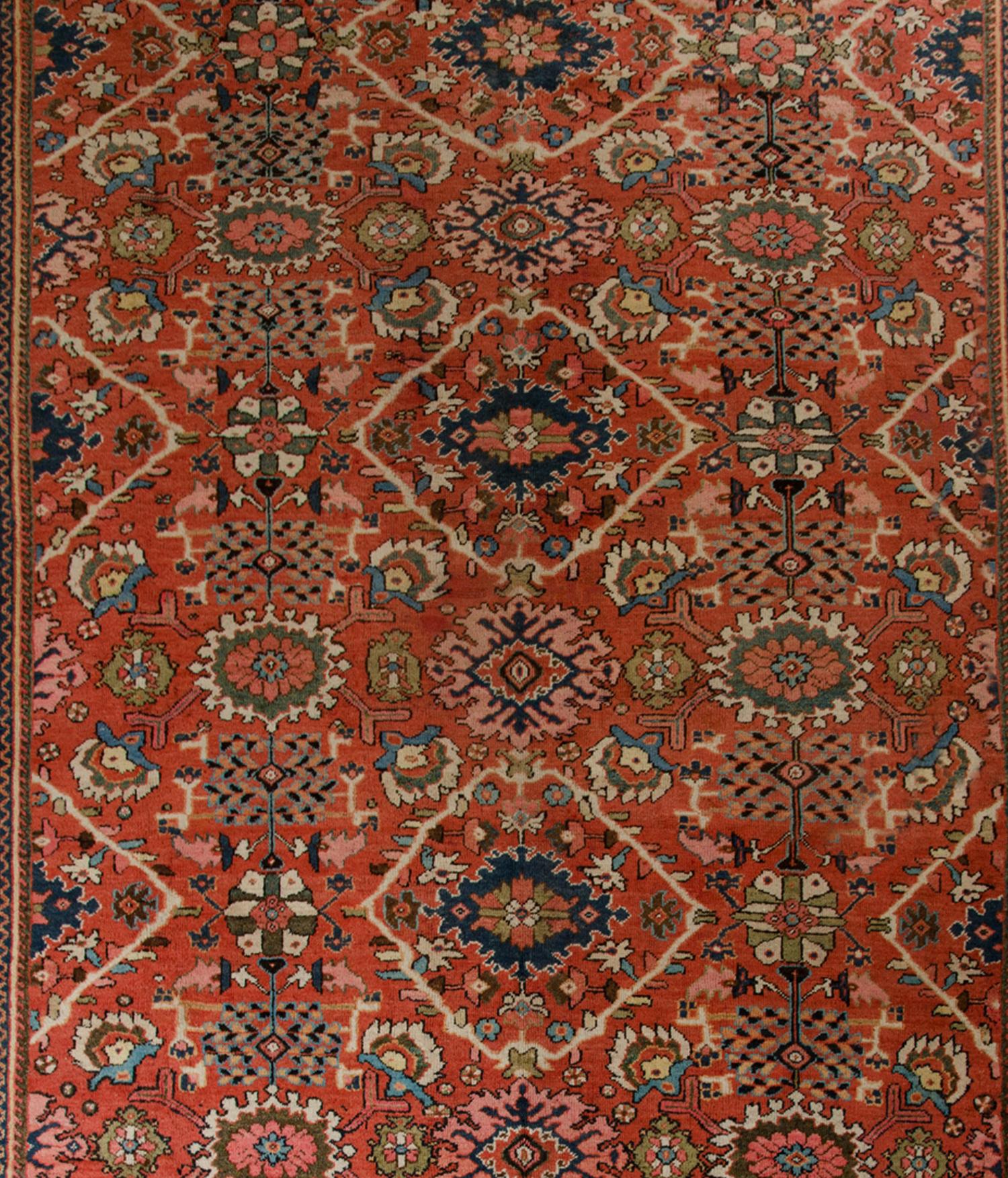 Traditional Rust Brown Wool Area Rug All Over Rare Oriental Carpet In Excellent Condition For Sale In Hampshire, GB