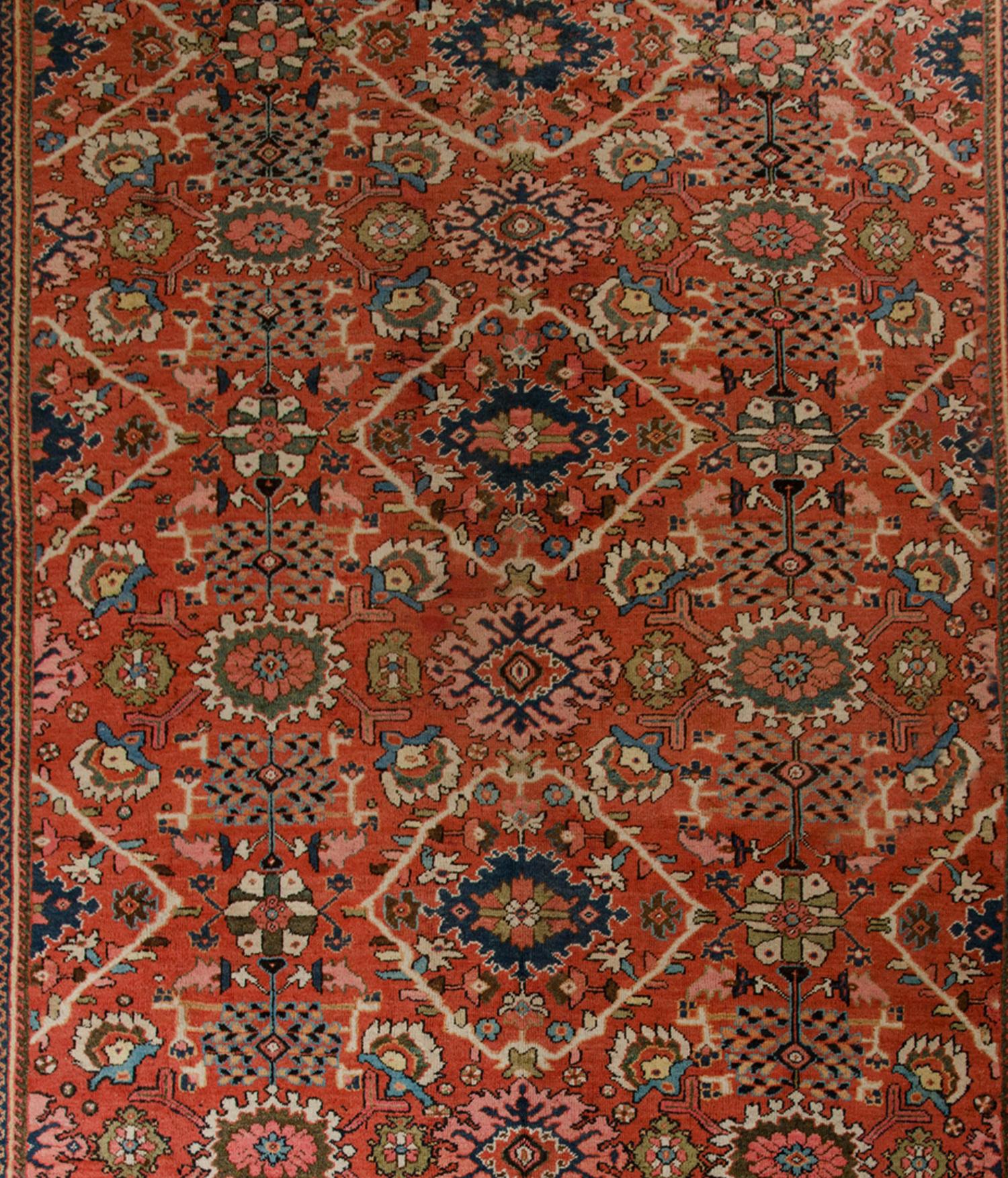 Late 19th Century Traditional Rust Brown Wool Area Rug All Over Rare Oriental Carpet For Sale
