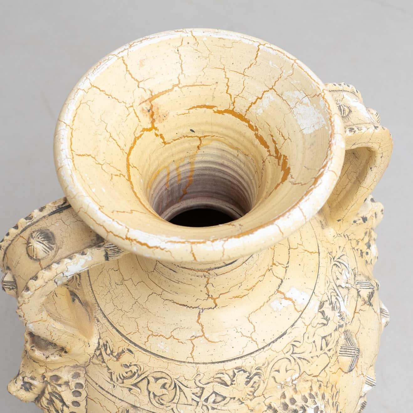 Traditional Rustic Large Ceramic Vase, circa 1940 6