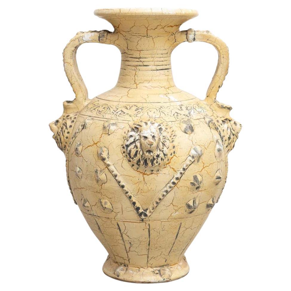 Traditional Rustic Large Ceramic Vase, circa 1940