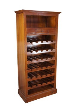 Traditional Rustic Mahogany 30 Bottle Wine Rack Holder Tallboy Bar Cabinet 71"