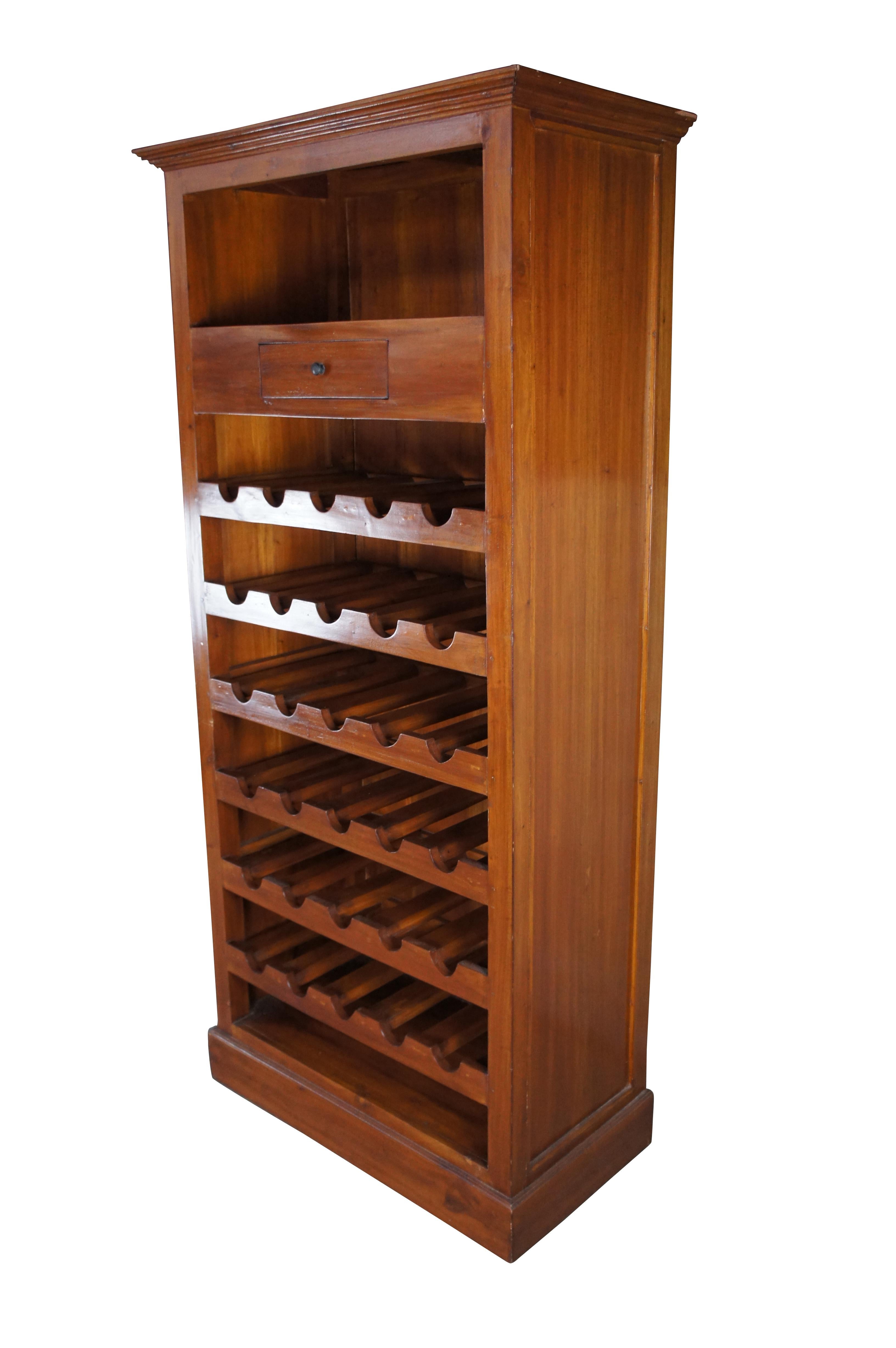 Traditional Rustic Mahogany 30 Bottle Wine Rack Holder Tallboy Bar Cabinet 71