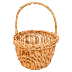 Traditional Rustic Rattan Basket, circa 1960