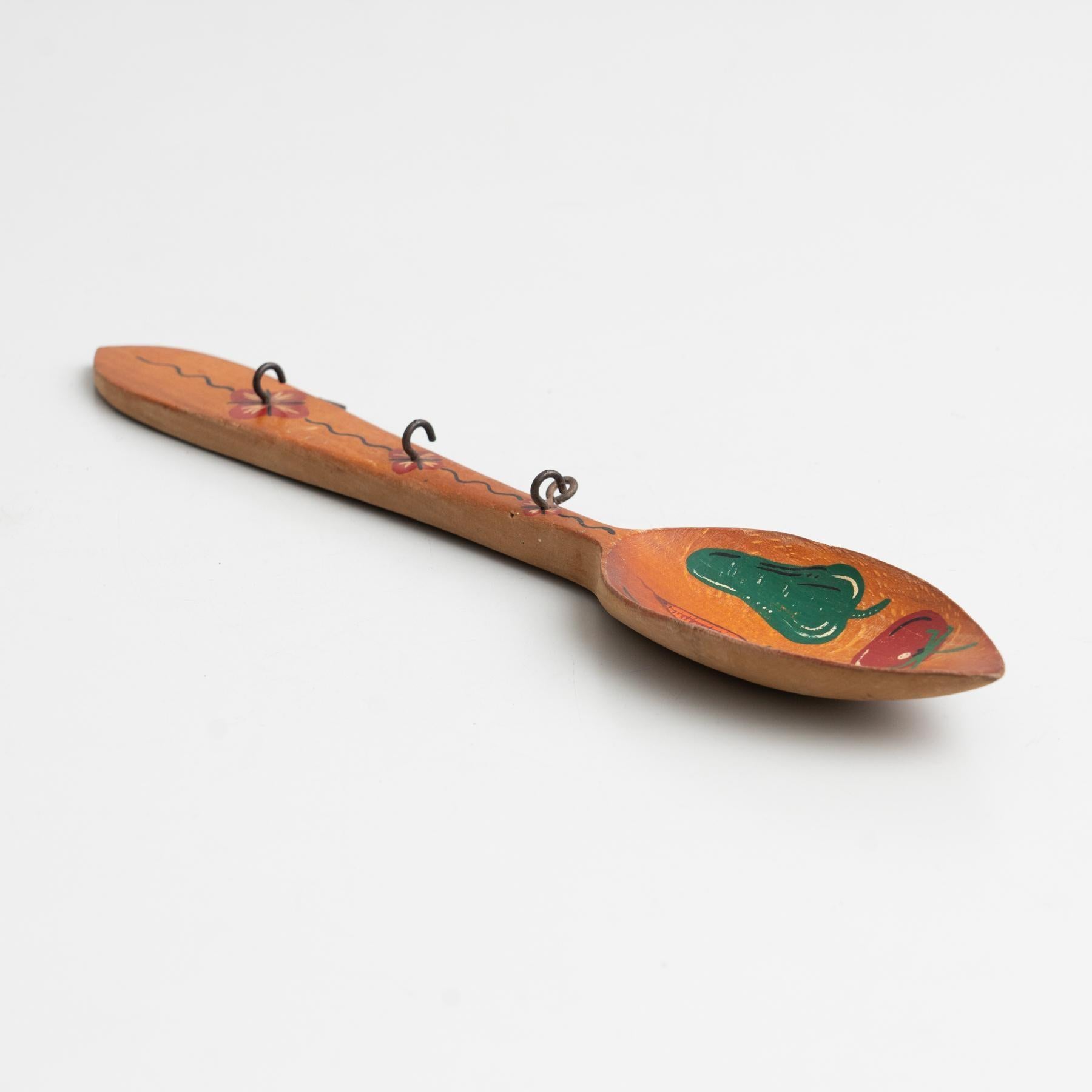 Traditionelle rustikale Wood Hand gemalt Löffel Kunstwerk aus Spanien, um 1970 im Angebot 4