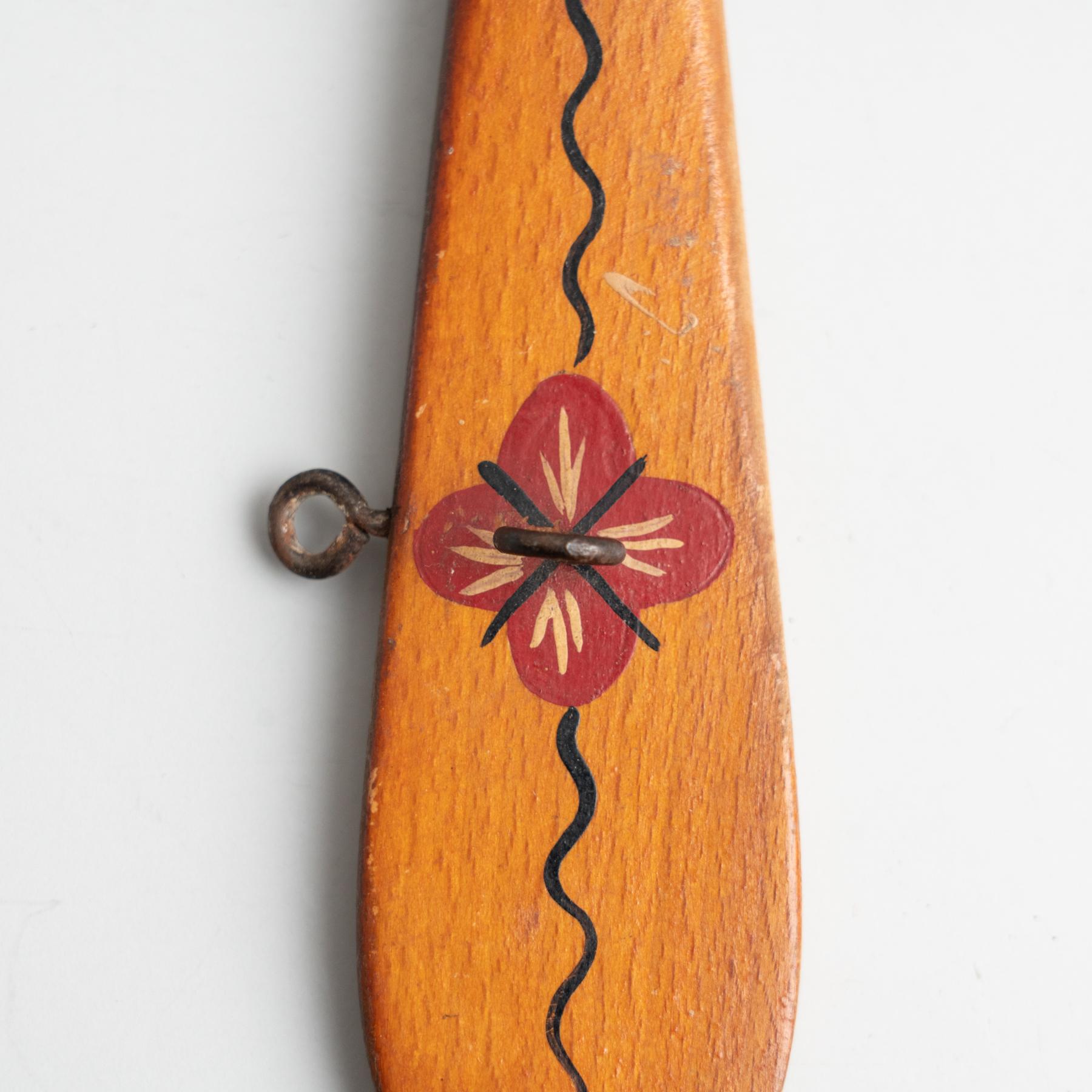 Traditional Rustic Wood Hand Painted Spoon Artwork from Spain, circa 1970 For Sale 1