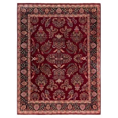 Traditional Sarouk Hand Knotted Floral Wool Red Area Rug 8
 10" x 11
 10"