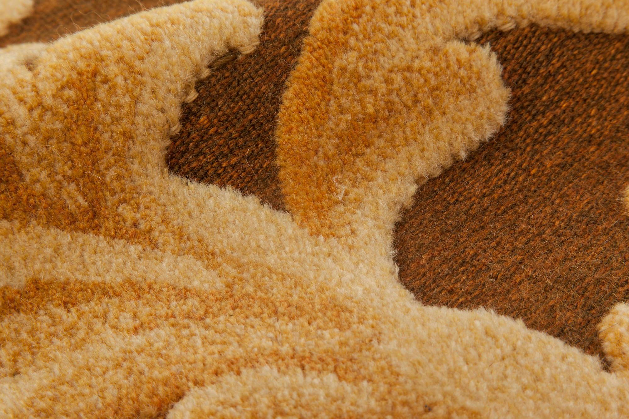 Chinese Modern Savonnerie-Inspired Wool with Sculpted High-Low Texture Doris Leslie Blau For Sale