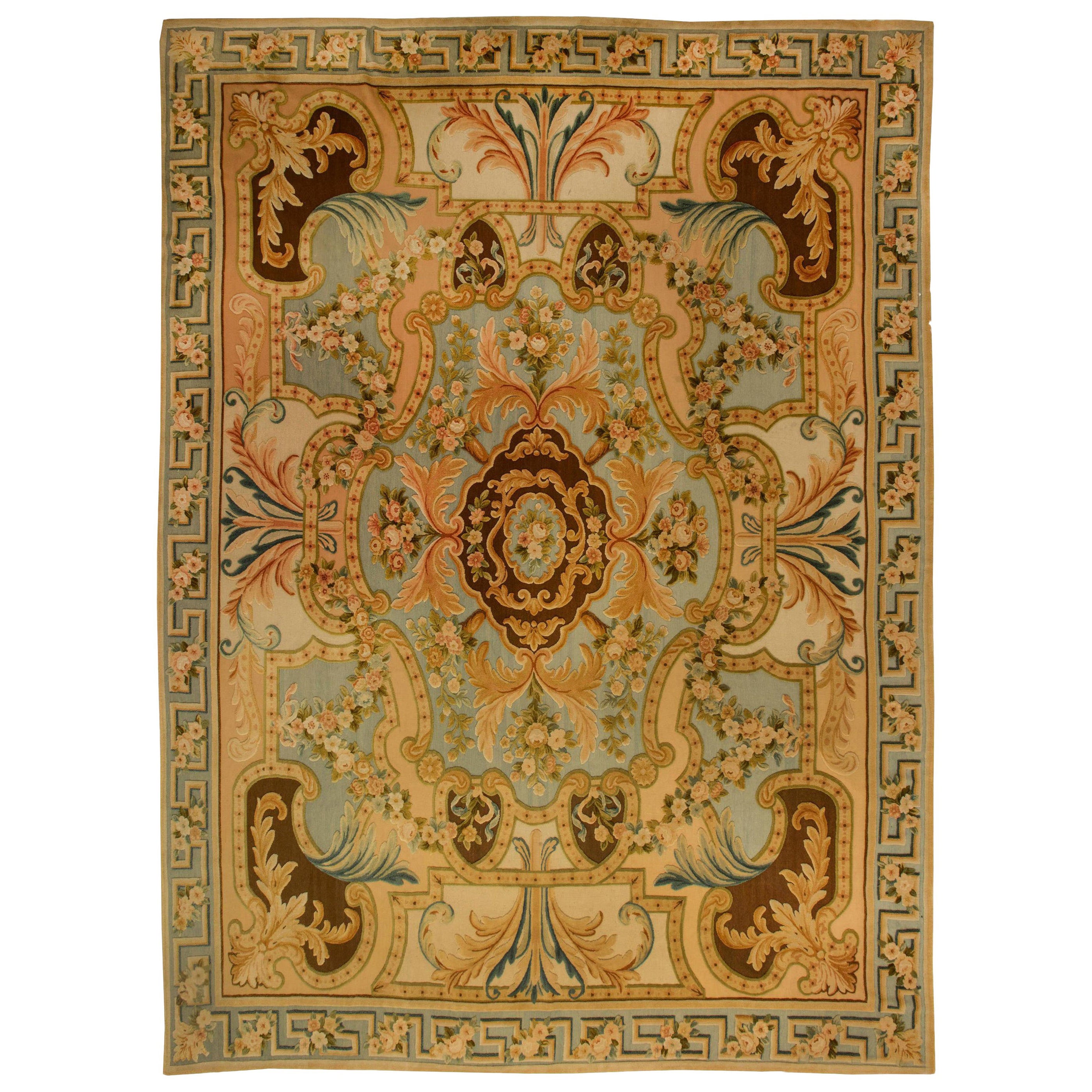 Tapis traditionnel en laine d'inspiration Savonnerie haut et bas de Doris Leslie Blau