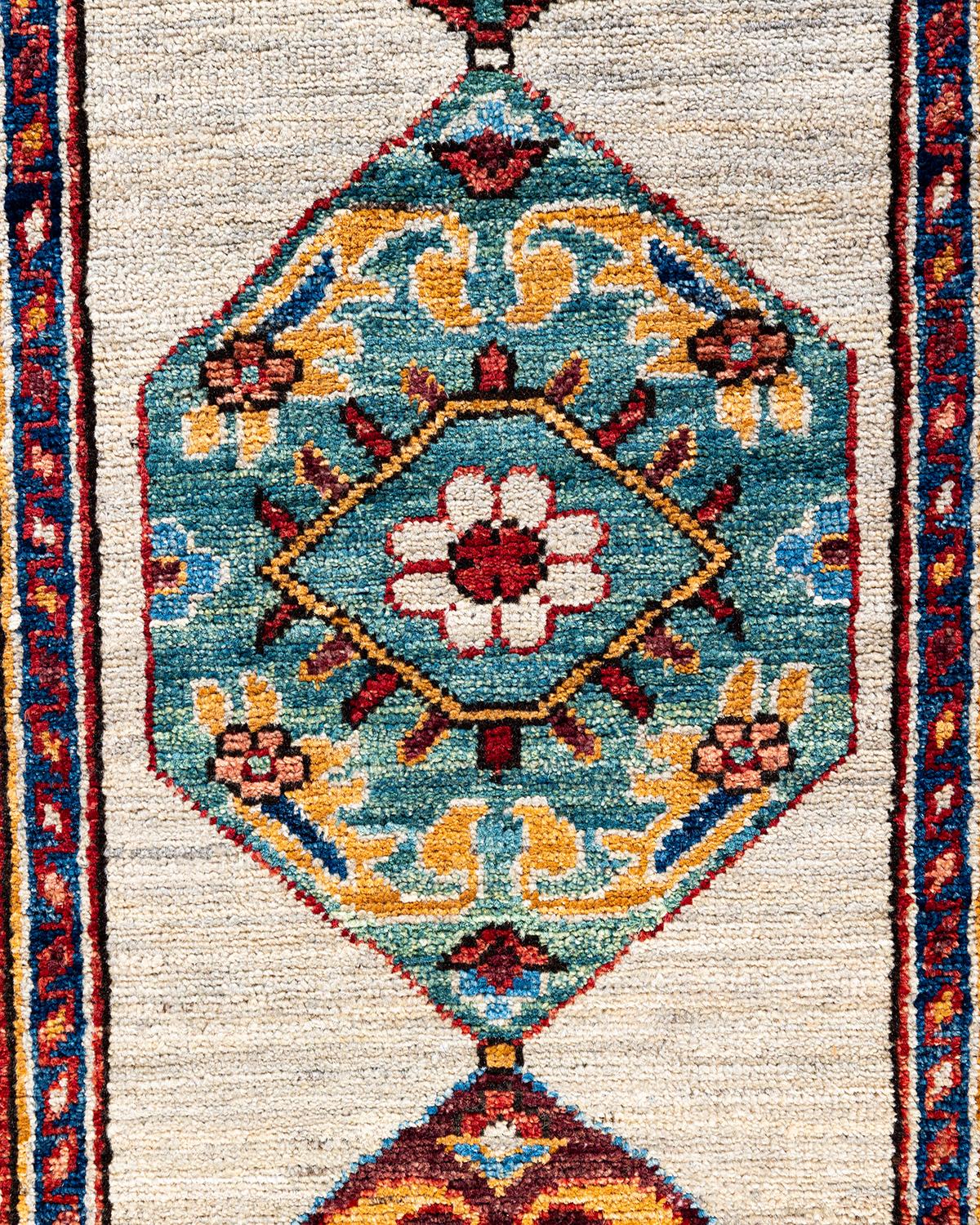 Pakistanais Tapis traditionnel Serapi noué à la main beige de 2' 8