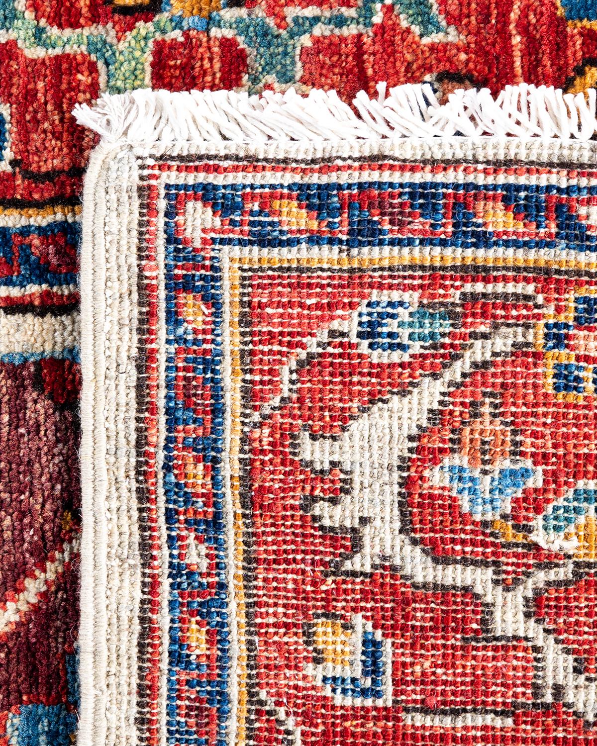 Tapis traditionnel Serapi noué à la main beige de 2' 8