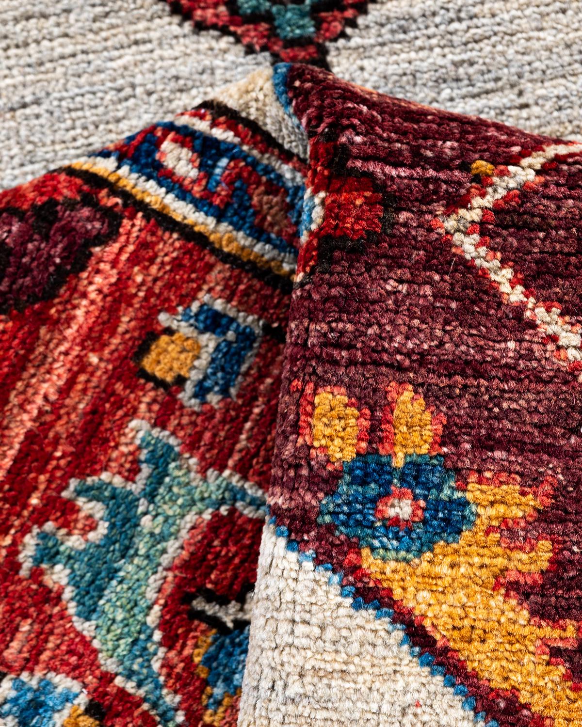 Laine Tapis traditionnel Serapi noué à la main beige de 2' 8