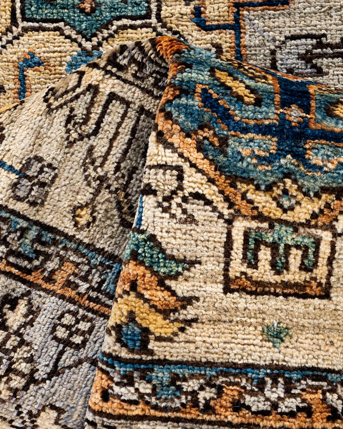 Laine Tapis traditionnel Serapi noué à la main beige de 2' 9