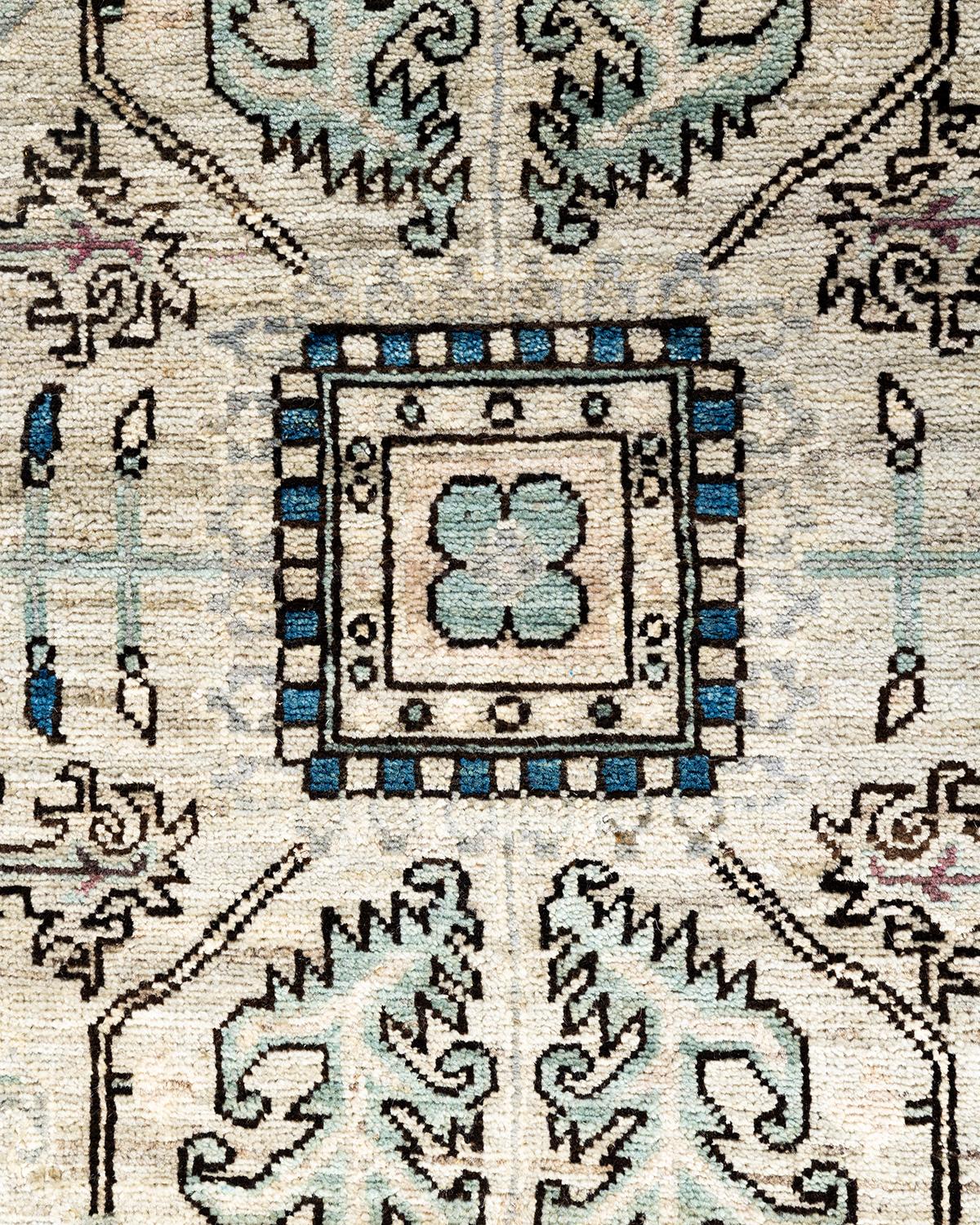 Pakistanais Tapis traditionnel Serapi noué à la main beige de 4' 3