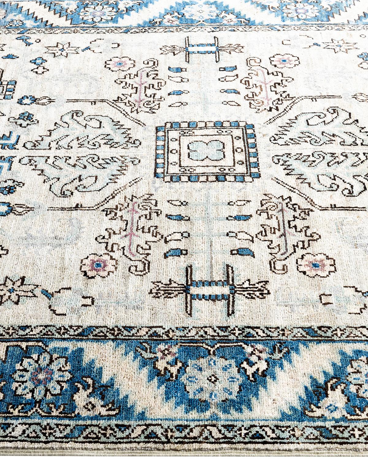 Tapis traditionnel Serapi noué à la main beige de 4' 3