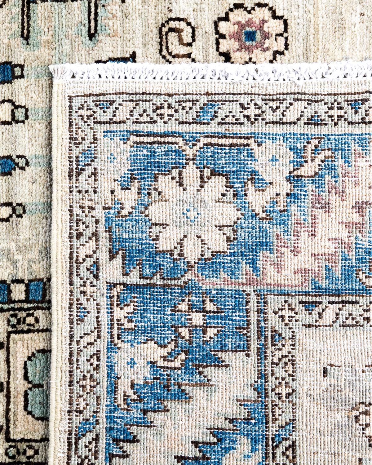 XXIe siècle et contemporain Tapis traditionnel Serapi noué à la main beige de 4' 3