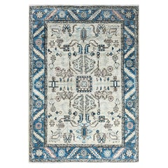 Alfombra tradicional Serapi de lana anudada a mano, beige 1,80 x 1,80 cm
