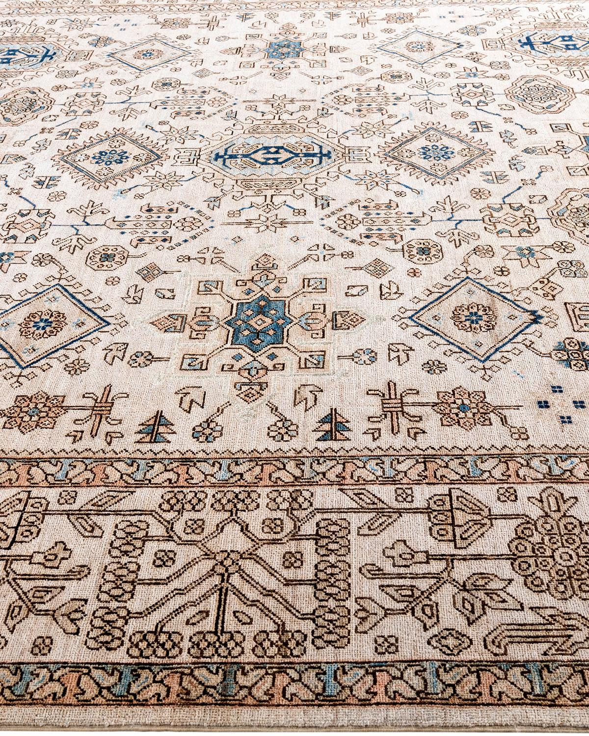 Tapis traditionnel Serapi en laine beige noué à la main 8' 10