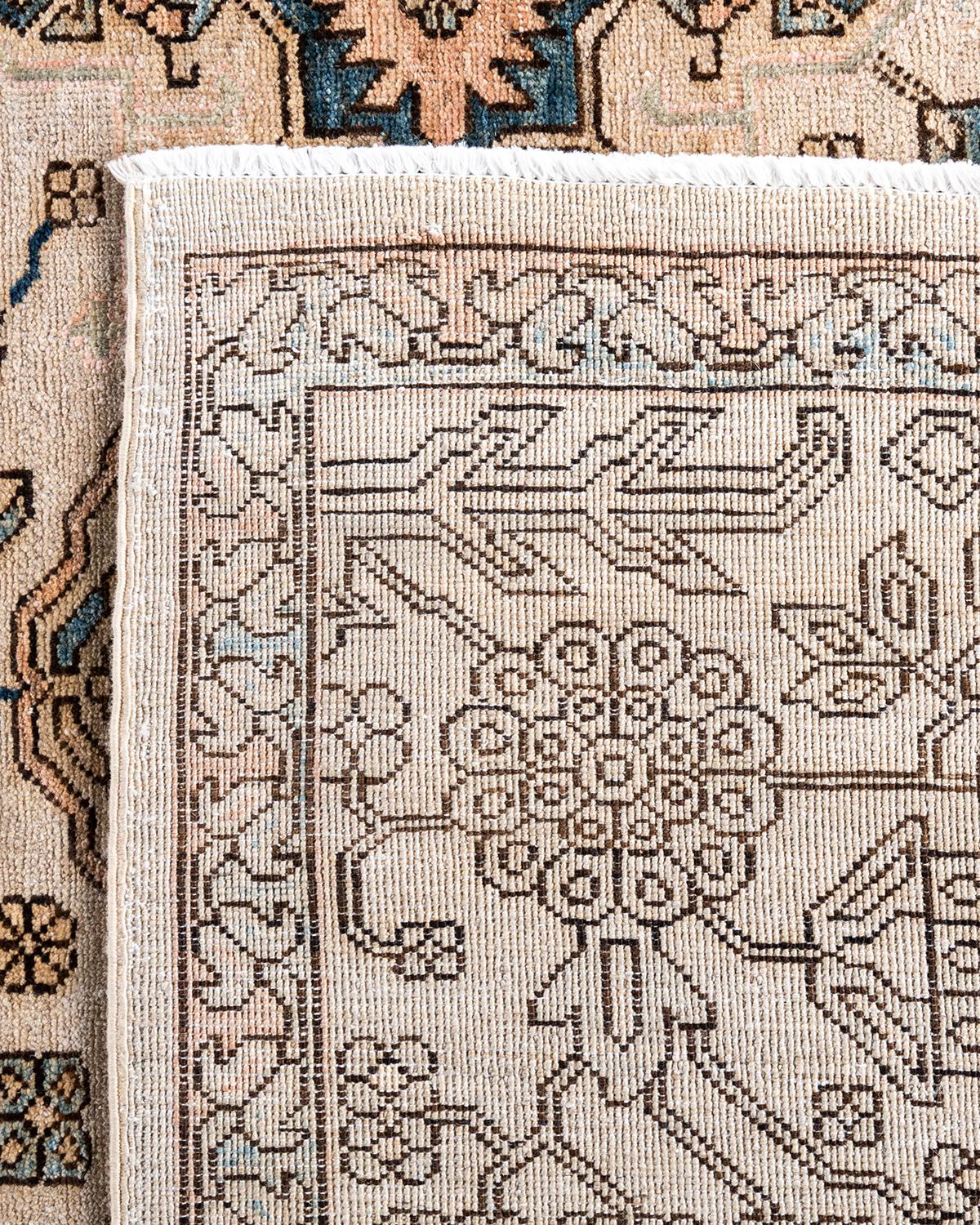 XXIe siècle et contemporain Tapis traditionnel Serapi en laine beige noué à la main 8' 10