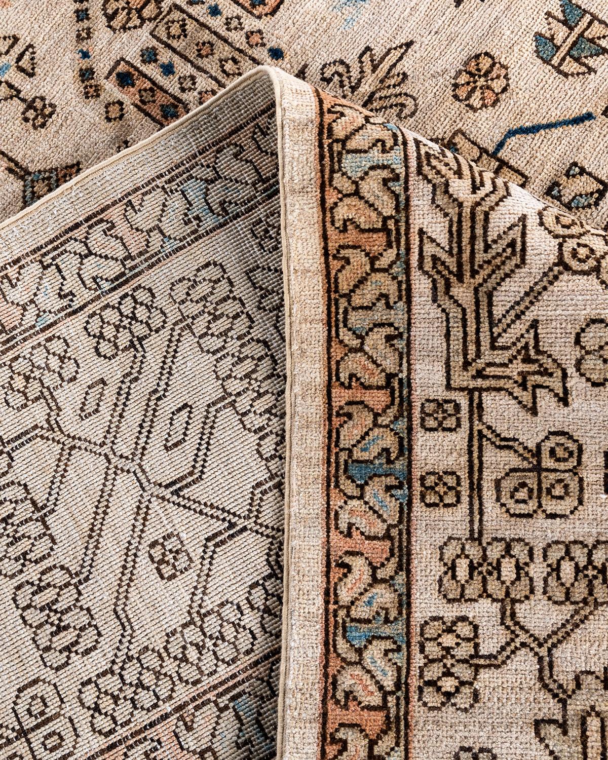 Laine Tapis traditionnel Serapi en laine beige noué à la main 8' 10