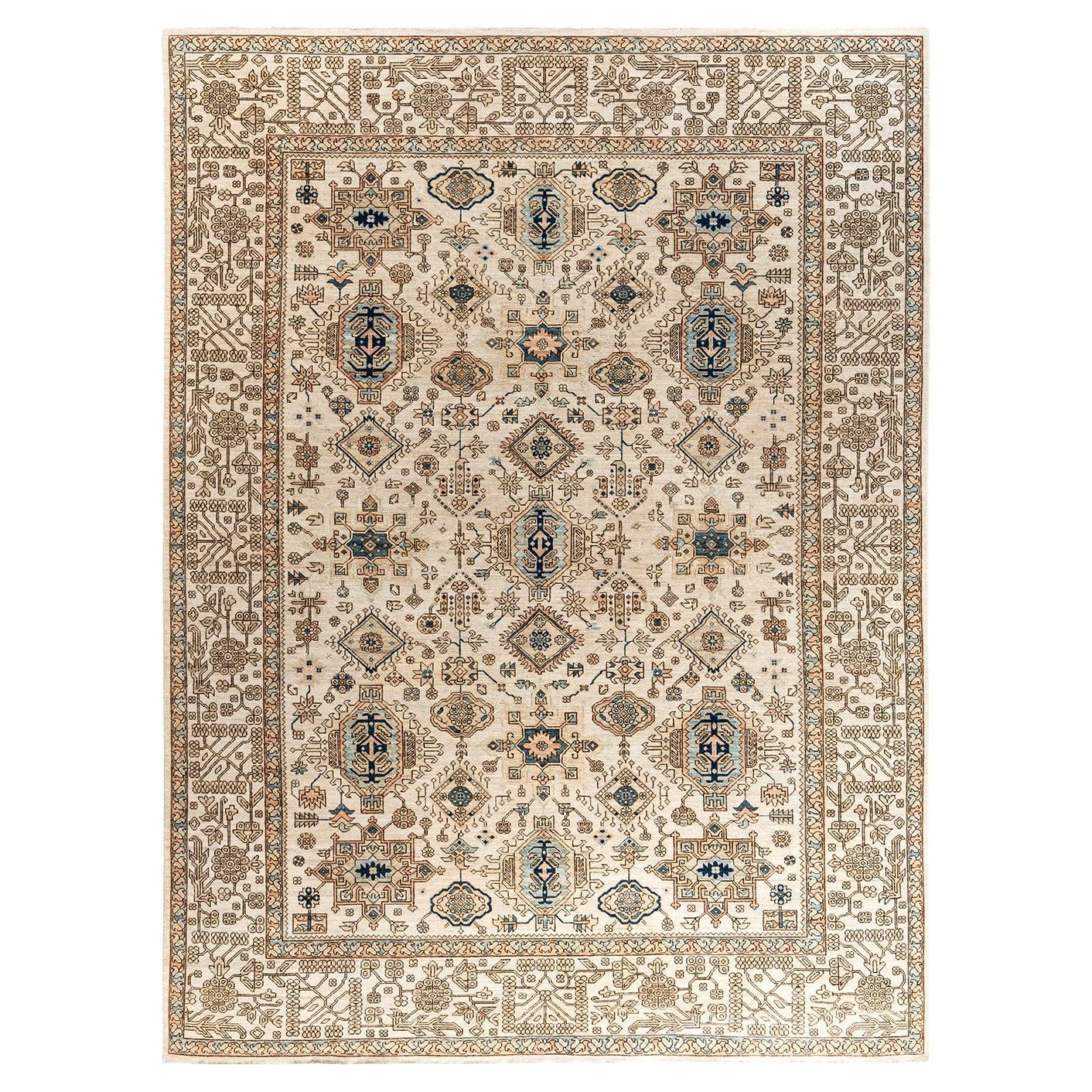 Traditional Serapi Hand Knotted Wool Beige Area Rug 8' 10" x 11' 10"