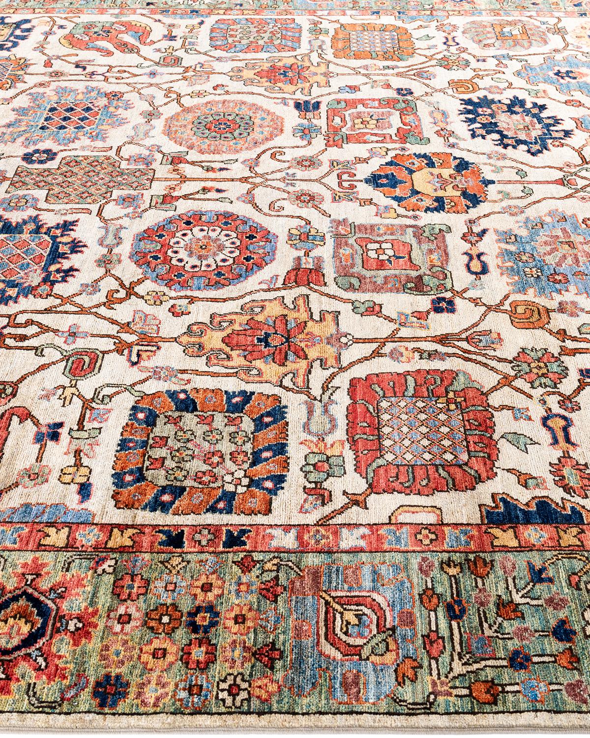 Hand-Knotted Traditional Serapi Hand Knotted Wool Beige Area Rug 8' 2