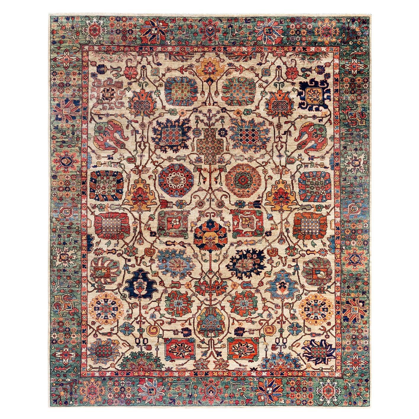 Traditional Serapi Hand Knotted Wool Beige Area Rug 8' 2" x 9' 10" For Sale