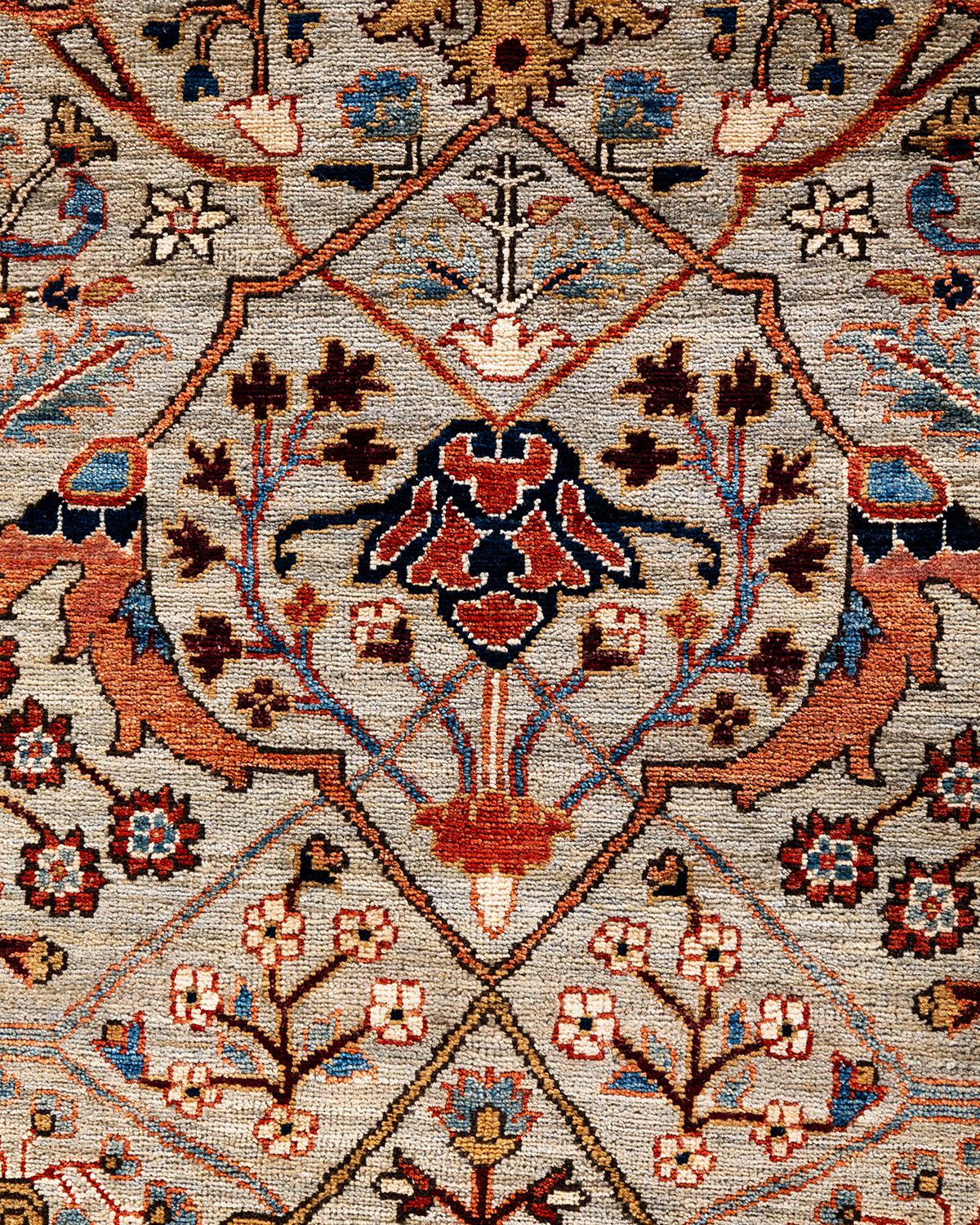 Pakistanais Tapis traditionnel Serapi noué à la main beige 9' 0