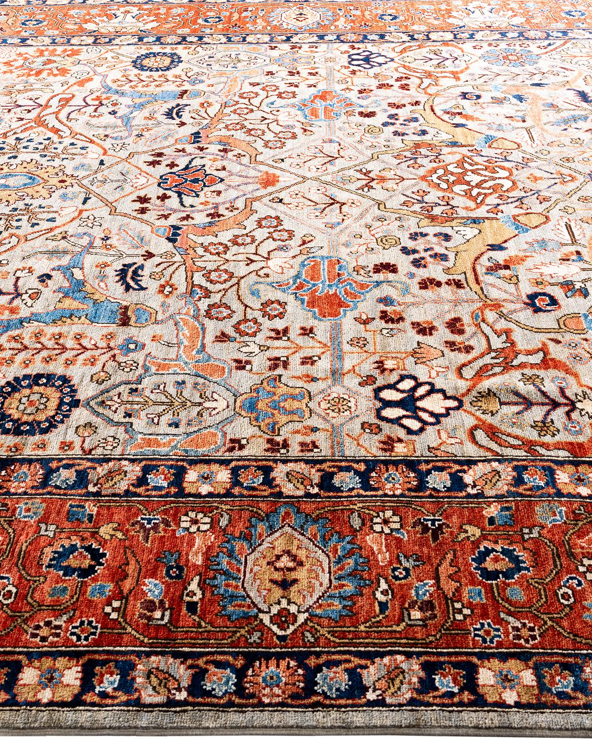 Tapis traditionnel Serapi noué à la main beige 9' 0