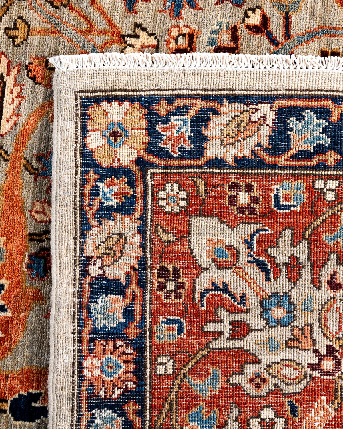 XXIe siècle et contemporain Tapis traditionnel Serapi noué à la main beige 9' 0