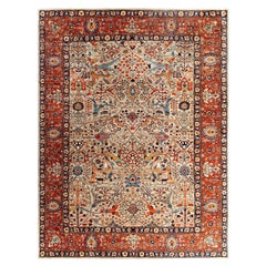 Traditional Serapi Hand Knotted Wool Beige Area Rug 9' 0" x 11' 10"