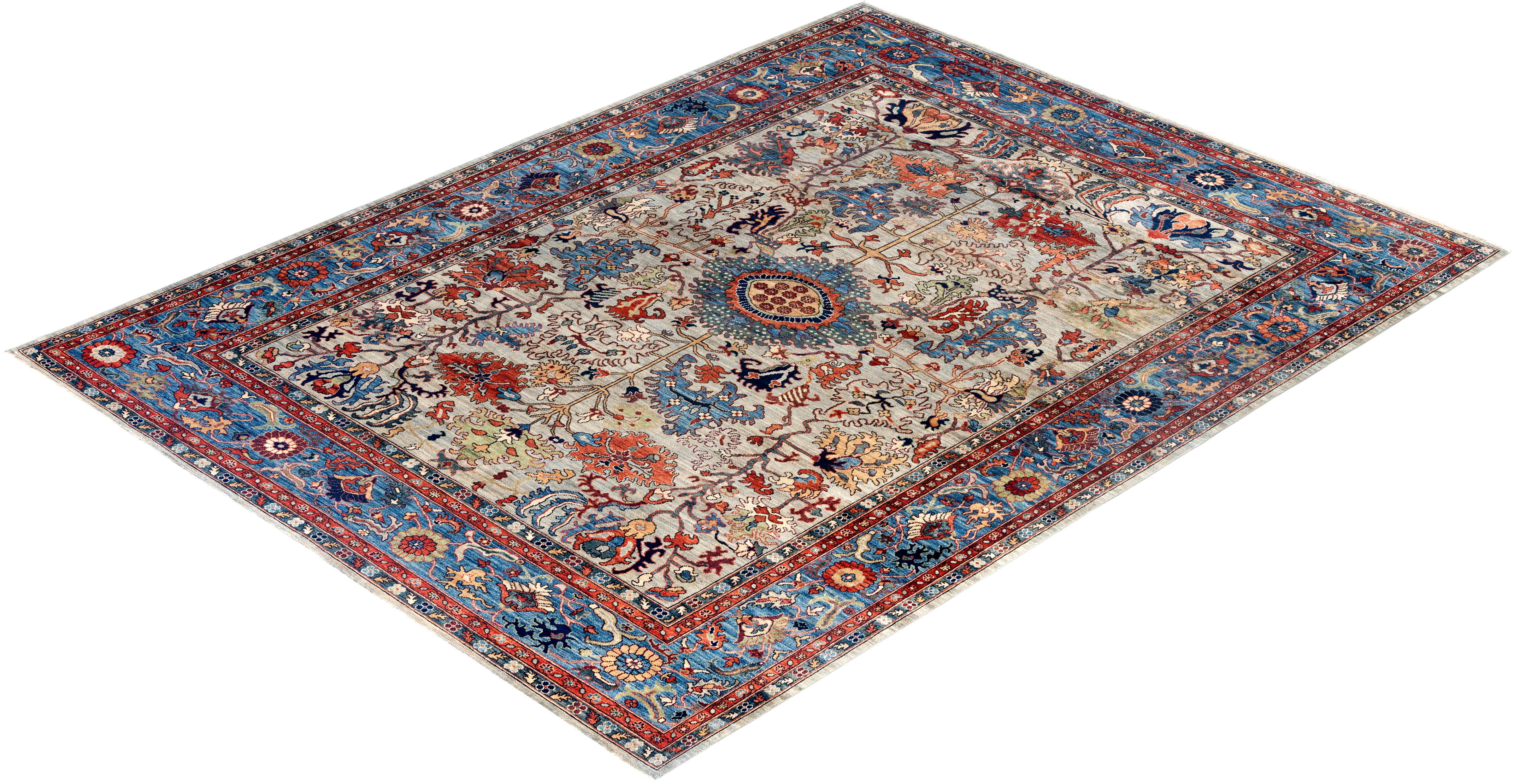Tapis traditionnel Serapi noué à la main beige 9' 0