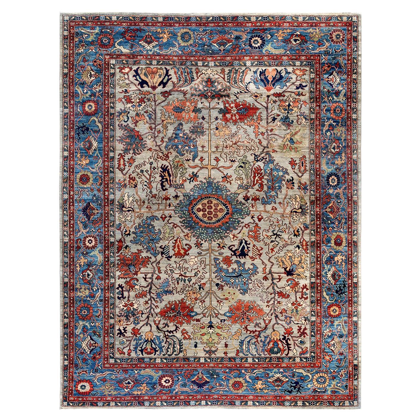 Traditioneller handgeknüpfter Serapi-Teppich aus Wolle in Beige 9' 0" x 11' 8"