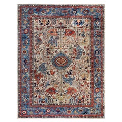 Tapis traditionnel Serapi noué à la main beige 9' 0" x 11' 8"