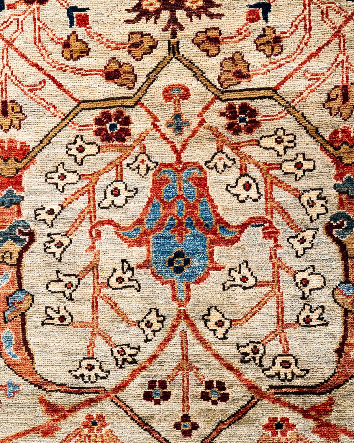 Pakistanais Tapis traditionnel Serapi beige noué à la main 9' 1