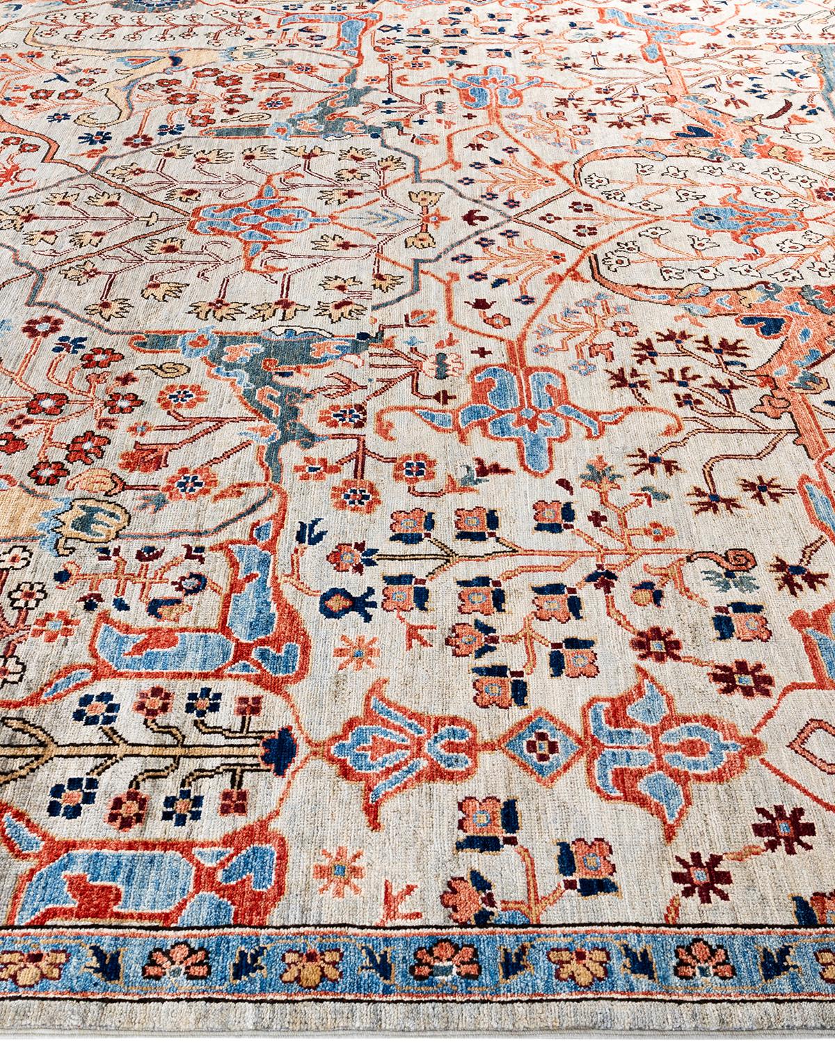 Noué à la main Tapis traditionnel Serapi beige noué à la main 9' 1