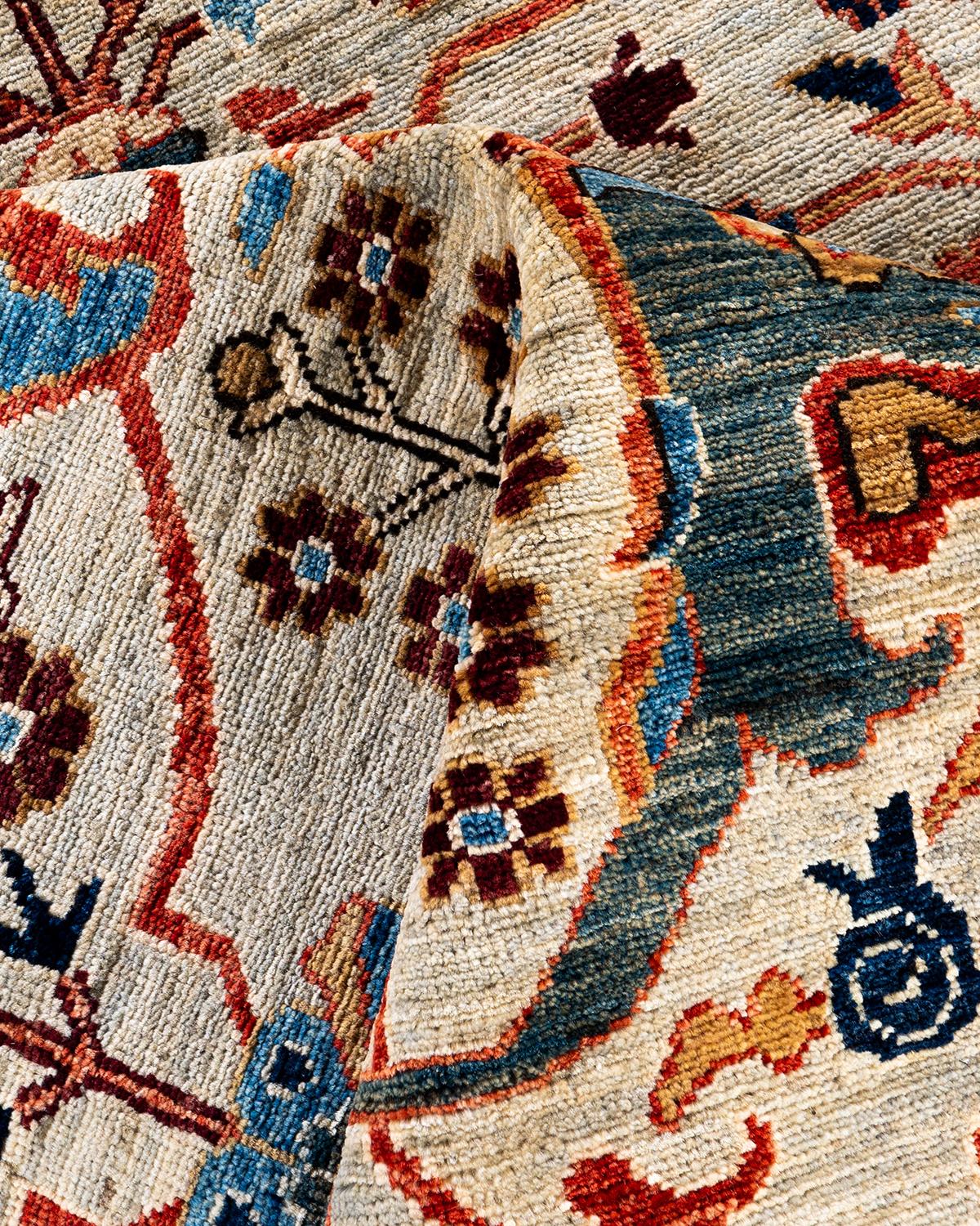 Laine Tapis traditionnel Serapi beige noué à la main 9' 1