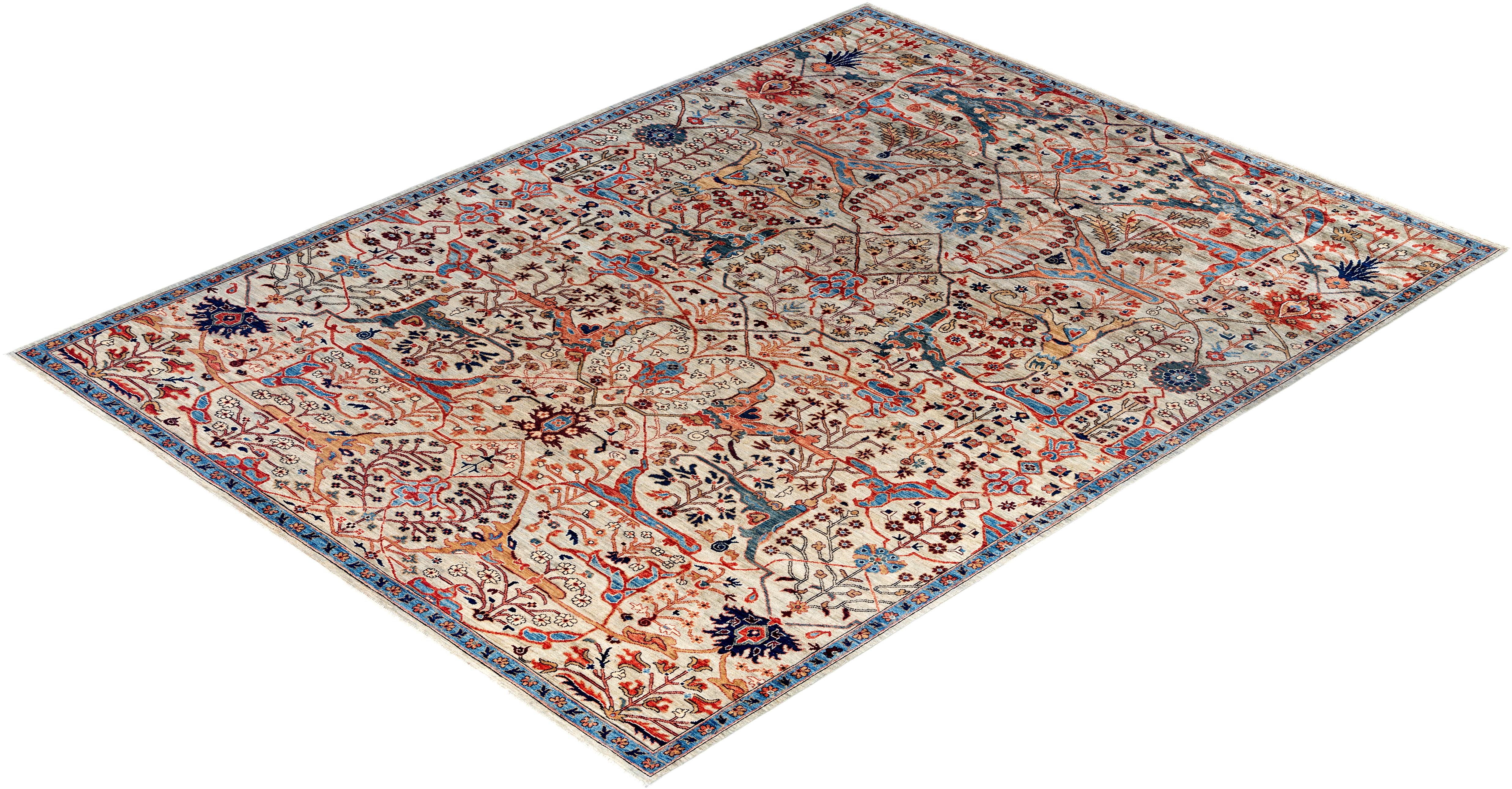 Tapis traditionnel Serapi beige noué à la main 9' 1