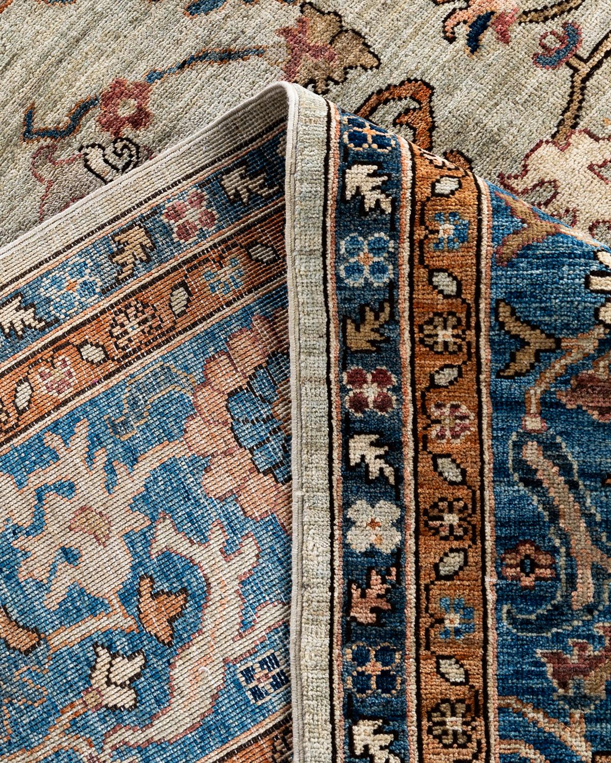 Laine Tapis traditionnel Serapi beige noué à la main 9' 1