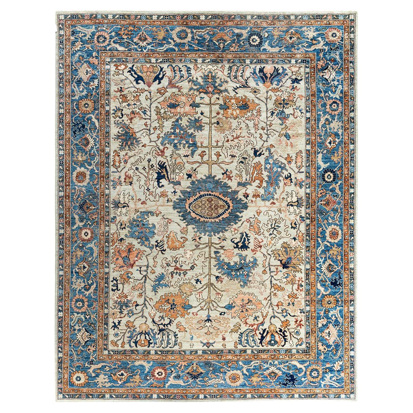 Tapis traditionnel Serapi beige noué à la main 9' 1" x 11' 9"