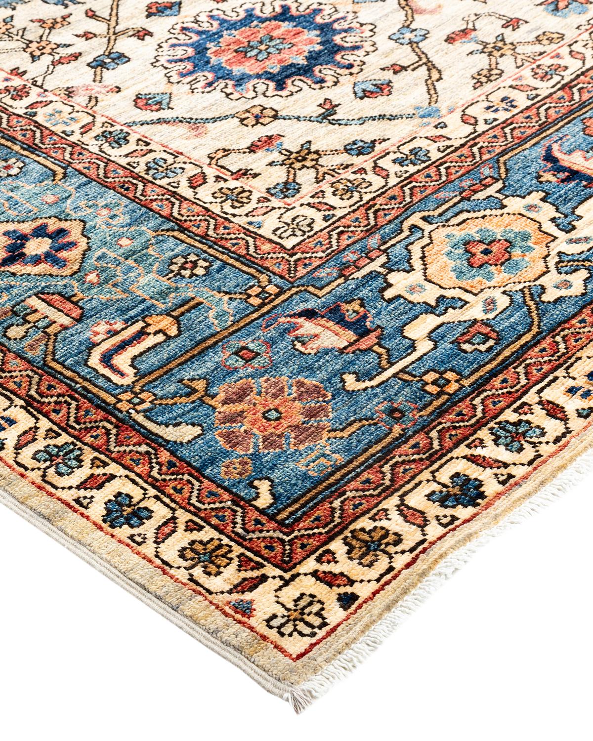 Persian rug-making at its finest inspired the rich colors, elaborate geometric motifs, and botanical detailing of the Serapi collection. With as many as 100 knots per inch, these handcrafted rugs are as durable as they are visually stunning, and