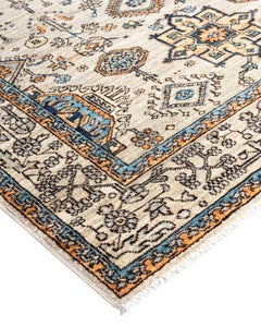Traditioneller handgeknüpfter Serapi-Teppich aus Wolle in Beige