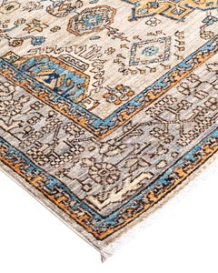 Traditioneller handgeknüpfter Serapi-Teppich aus Wolle in Beige
