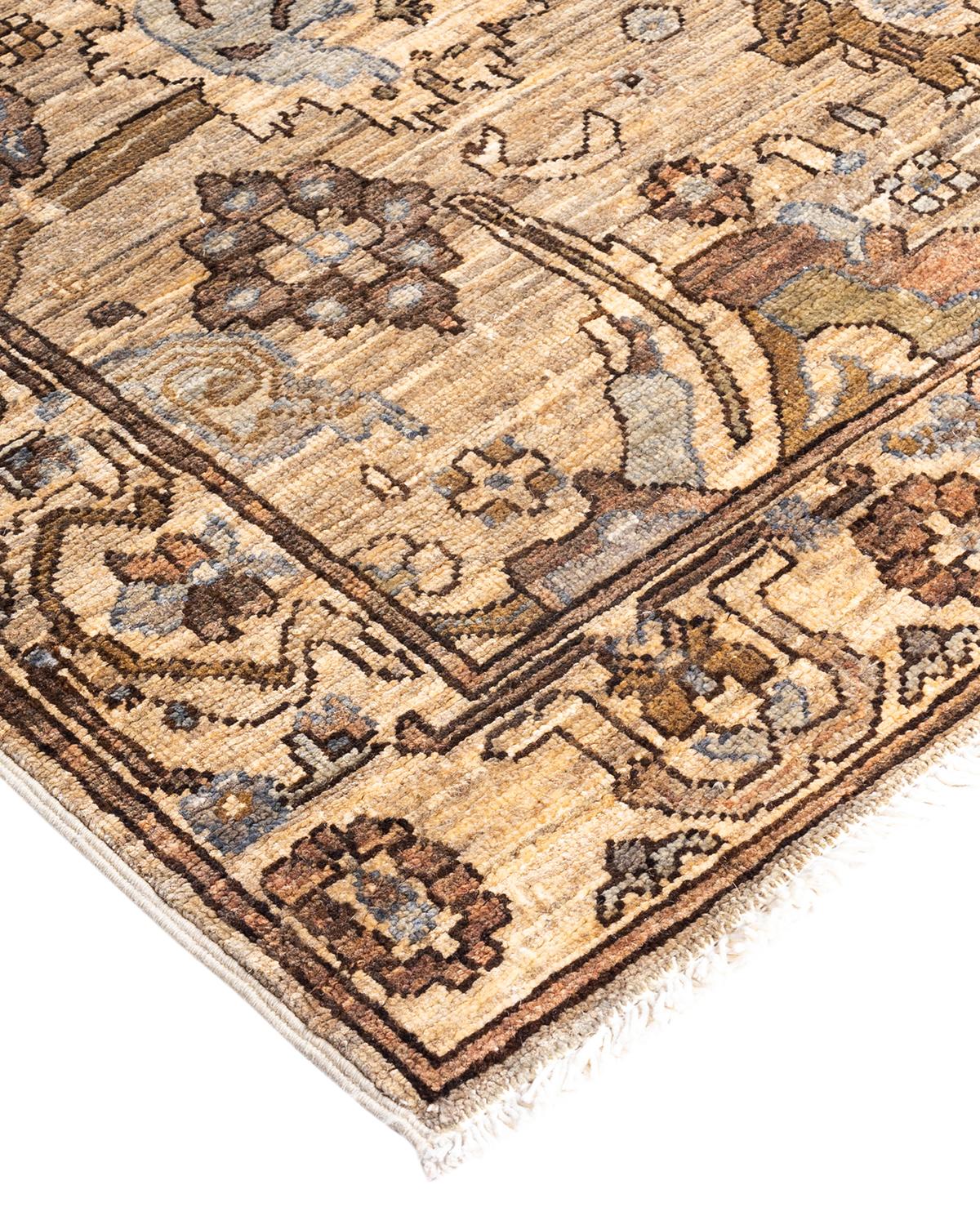 Persian rug-making at its finest inspired the rich colors, elaborate geometric motifs, and botanical detailing of the Serapi collection. With as many as 100 knots per inch, these handcrafted rugs are as durable as they are visually stunning, and