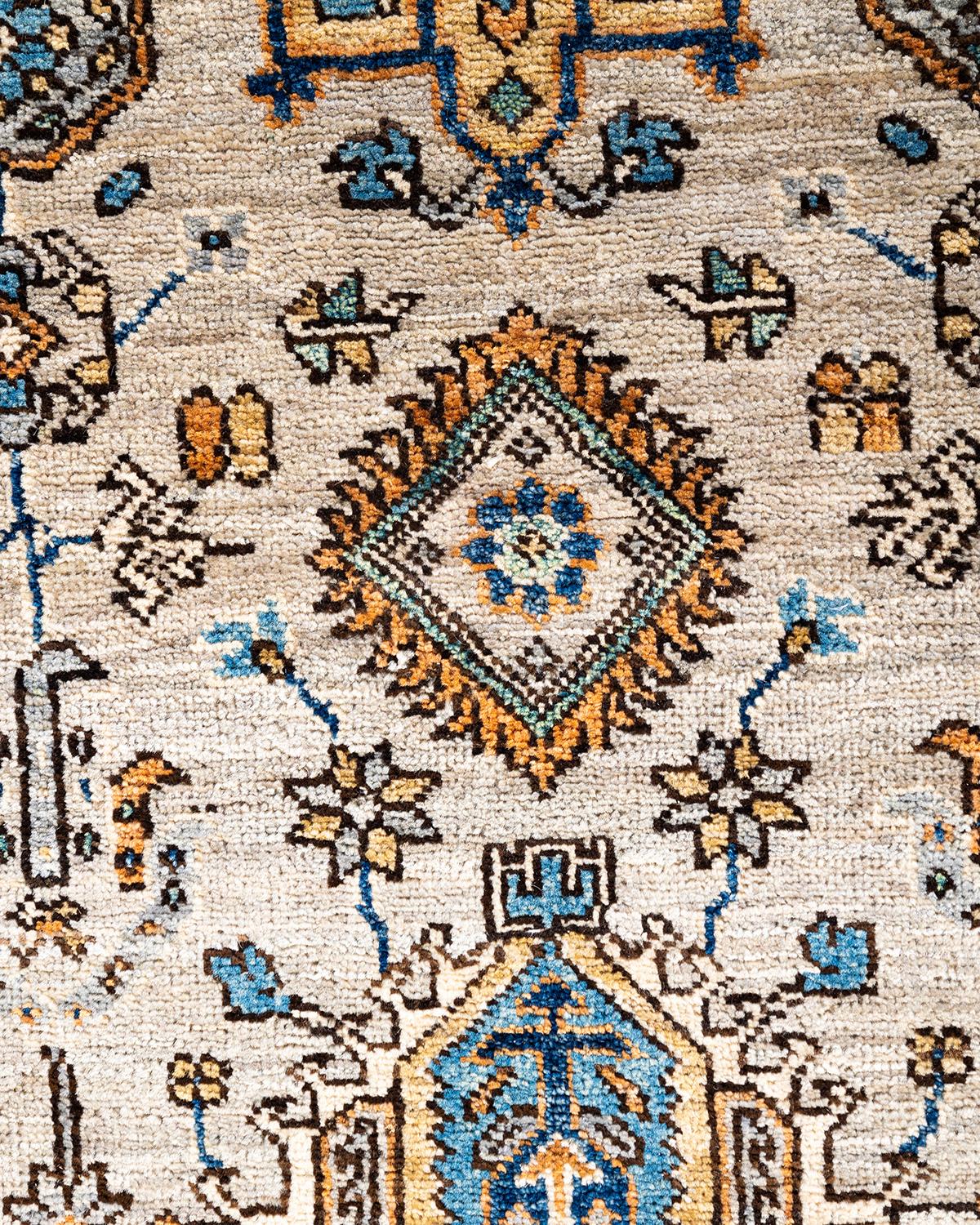 Pakistanais Tapis traditionnel Serapi noué à la main en laine beige en vente