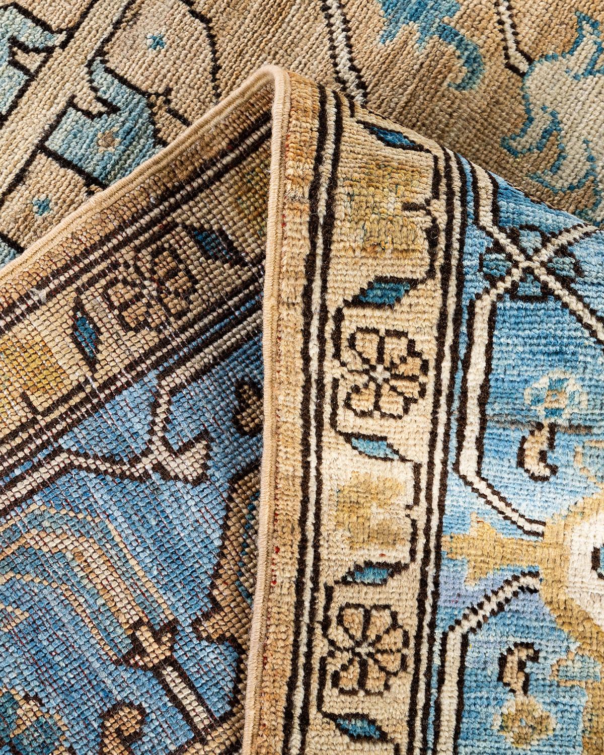 Traditioneller handgeknüpfter Serapi-Teppich aus Wolle in Beige im Angebot 1