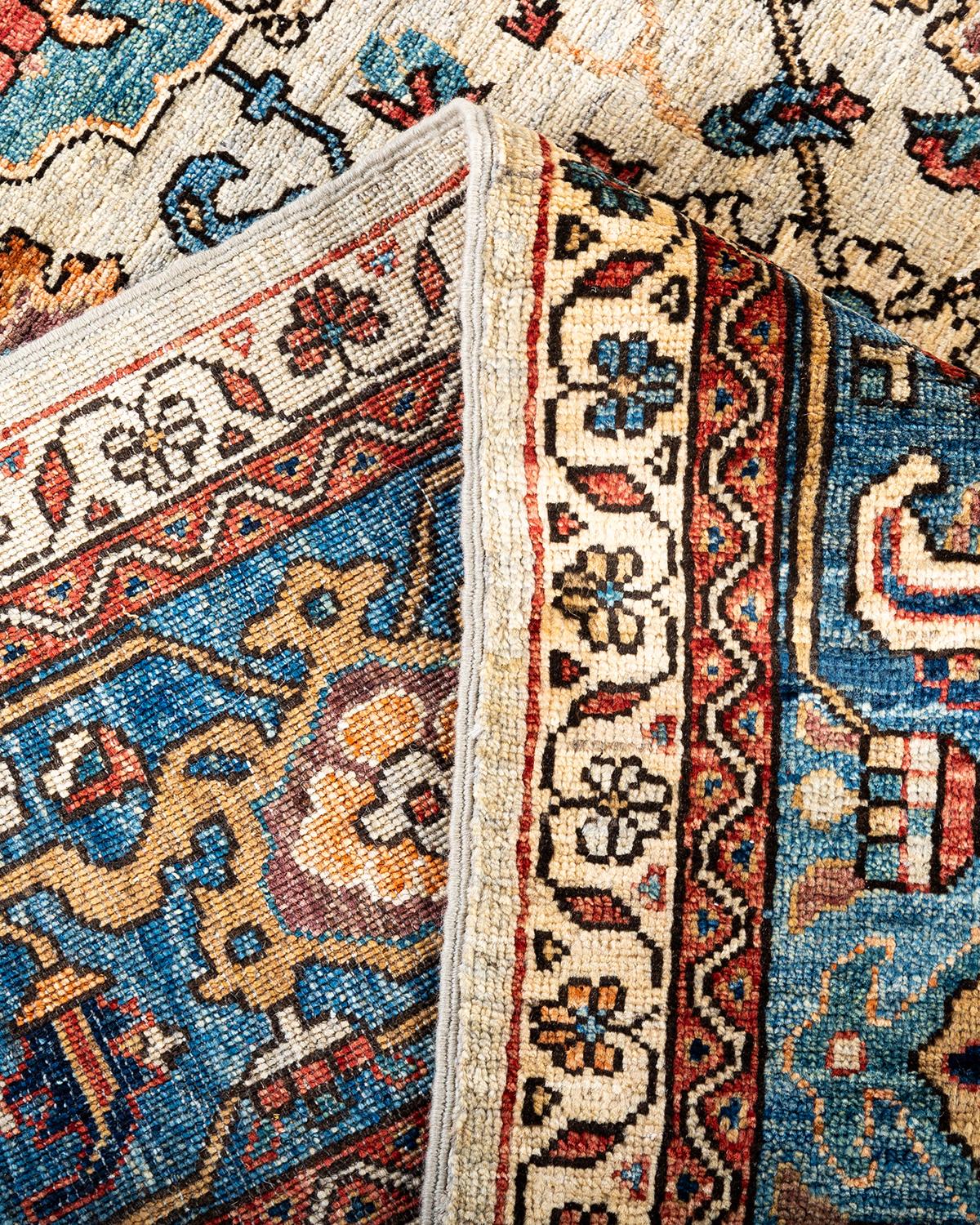 Laine Tapis traditionnel Serapi noué à la main en laine beige en vente