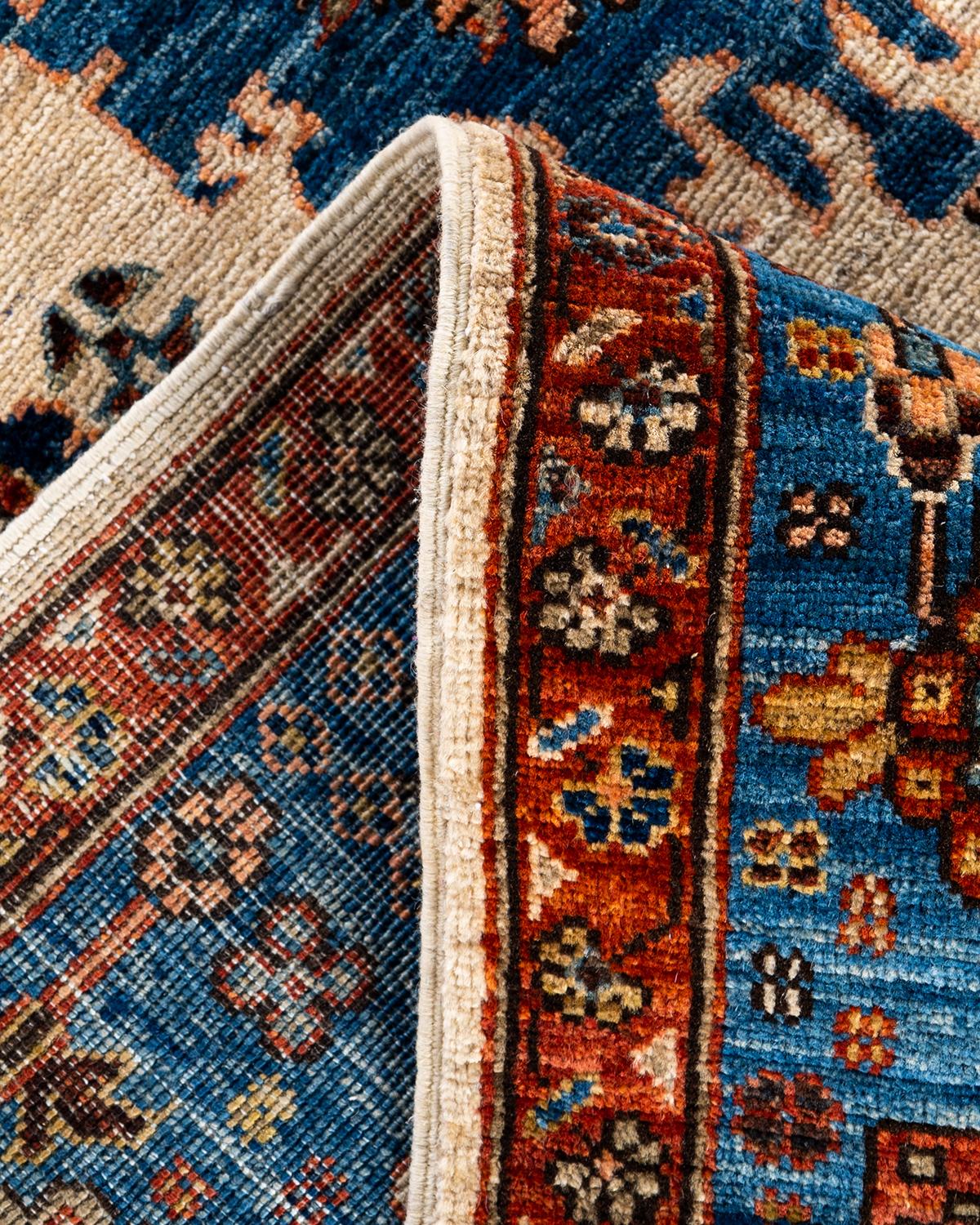 Traditional Serapi Hand Knotted Wool Beige Area Rug For Sale 1