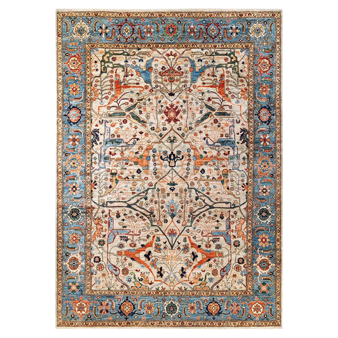Traditional Serapi Hand Knotted Wool Beige Area Rug  For Sale